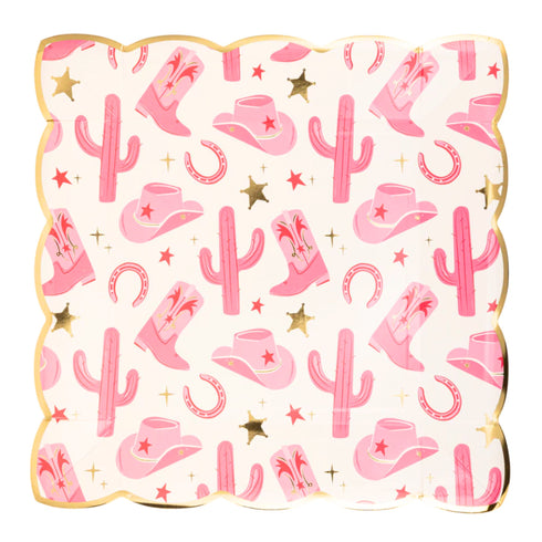 Pink Rodeo Party Paper Plates | Package 8