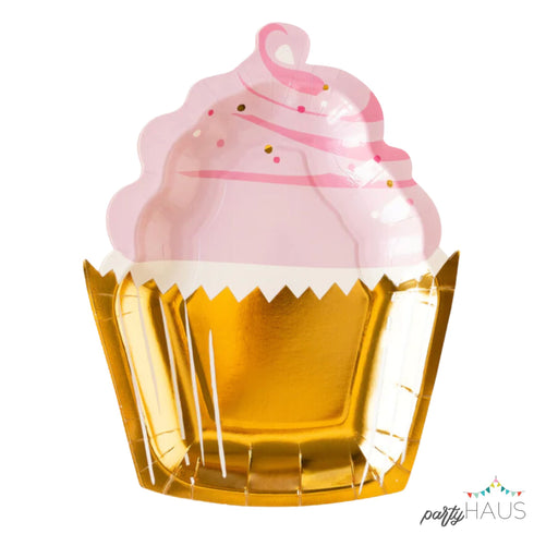 Pink Cupcake Paper Plates | 9 Inch | Package 8