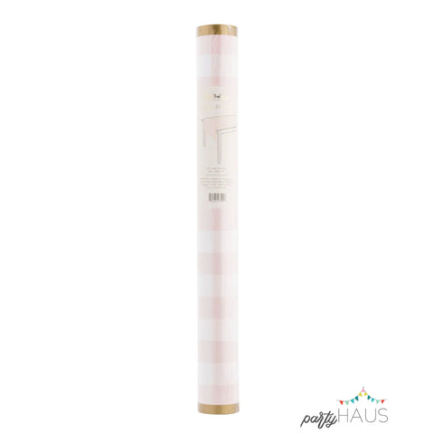 Pink Gingham Paper Table Runner | 16 Inch x 120 Inches