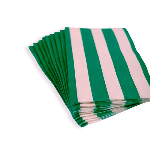 Pink & Green Cabana Striped Paper Napkins | 10.75 Inch | Package 8 (Copy)