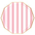 Petal Pink Cabana Striped Paper Plates | Gold Trim | 10.75 Inch | Package 8