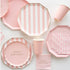 Pink & Green Cabana Striped Paper Plates | 10.75 Inch | Package 8