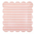 Pink Striped Tonal Paper Plates | Scallop Square | 10 Inch | Package 8