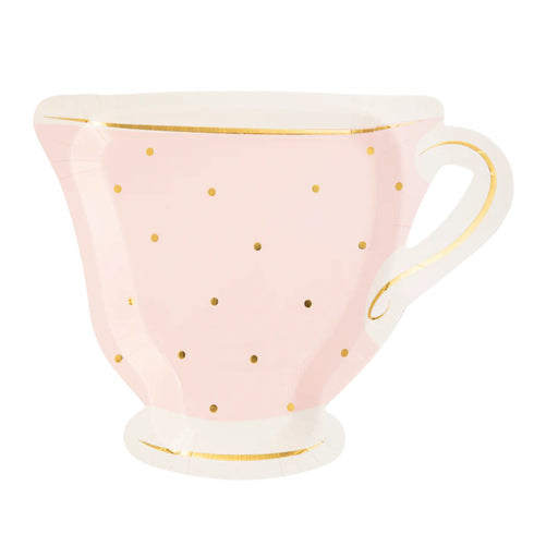 Tea Cup Shaped Paper Plates | Mix Pink, Blue & Green | Set 12