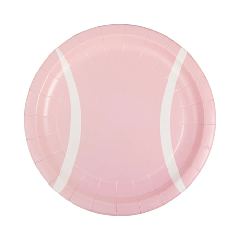 Pink Tennis Ball Shaped Paper Party Plates | Package 8