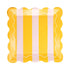 Pink & Yellow Lemonade Striped Paper Plates | Scallop Square | 10 Inch | Package 8