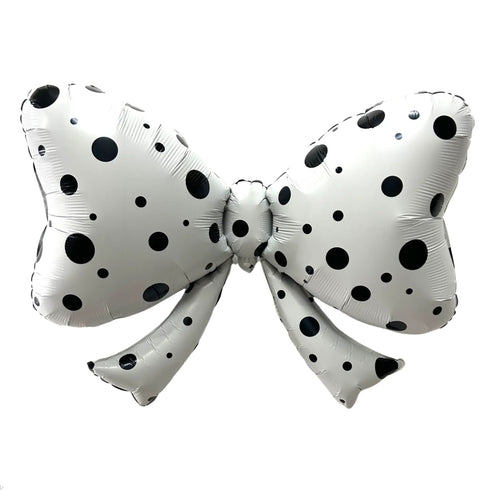Black And White Polka Dot Bow Foil Balloons | 40 Inch