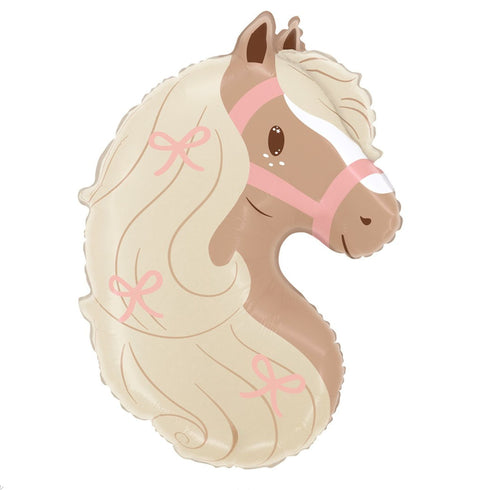 Pink Pony Head Horse Foil Balloons | 23 Inch