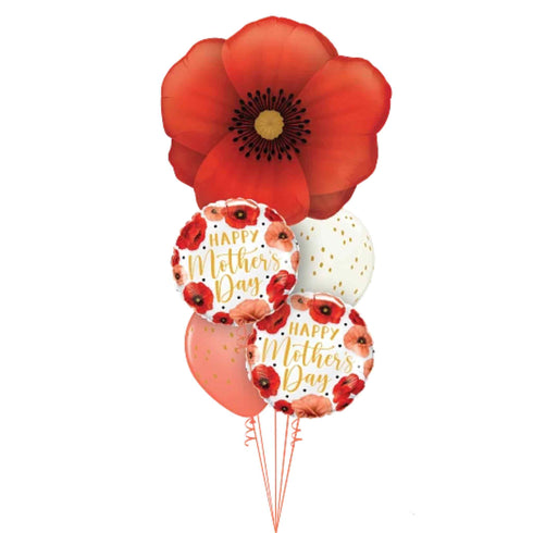 Mother's Day Poppy Balloon Bouquets | Floral Set of 6