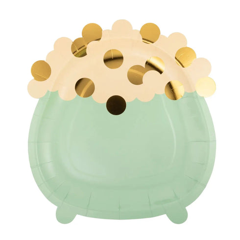 St. Patrick's Day Pot of Gold Shaped Paper Party Plates | Package 8