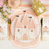 Princess Party Castle Shaped Paper Plates | Package 8 | White Gold & Blush Pink