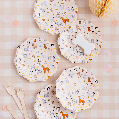 Bow Wow Puppy Dog Paper Plates | Package 8 | Dessert Size