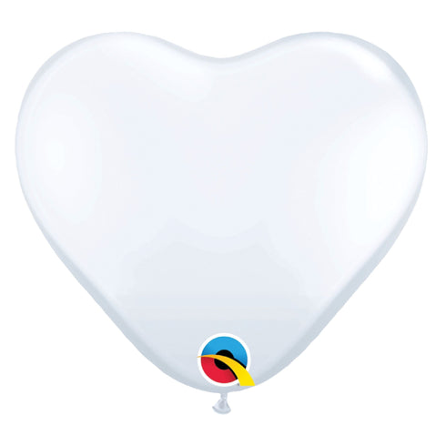 White | 6 INCH | Qualatex Heart Latex Balloons | Package 10