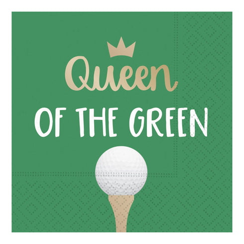 Queen of the Green Golf Party Paper Napkins | Package 16