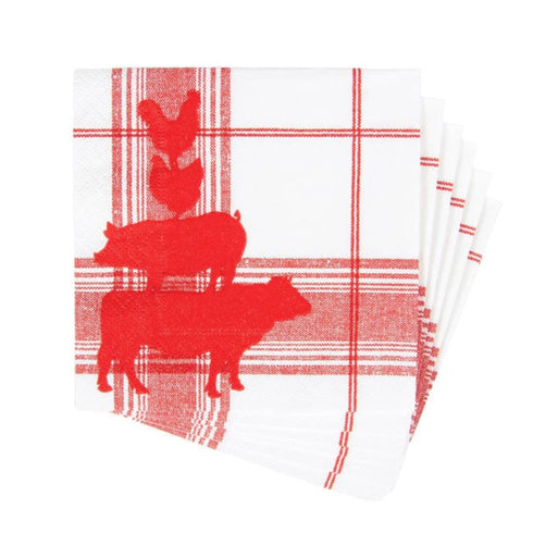 Red Barn Cocktail Paper Napkins | Package 20