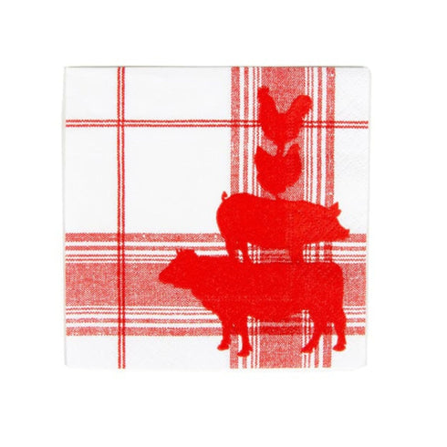 Red Barn Cocktail Paper Napkins | Package 20