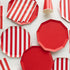 Red Cabana Striped Paper Plates | Gold Trim | 10.75 Inch | Package 8