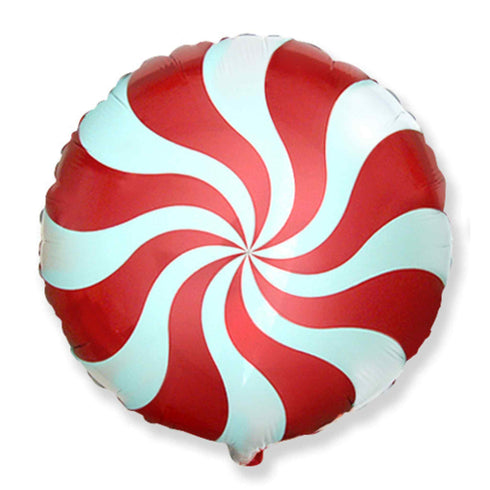 Red Candy Swirls Foil Balloons | 18 INCH