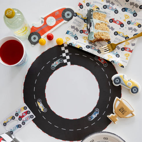 Vintage Race Car Party Paper Napkins | Set 24 Yellow Blue and Red