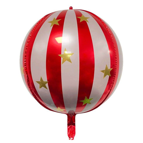 Starry Globe (Sphere) Foil Balloons | Green Stripes with Gold Stars | 15 Inch Orb Shape