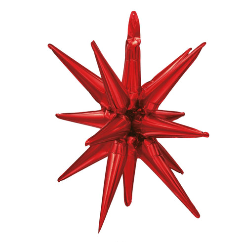 Red Starburst All In One Foil Balloon | 22 Inch | Air Fill Only