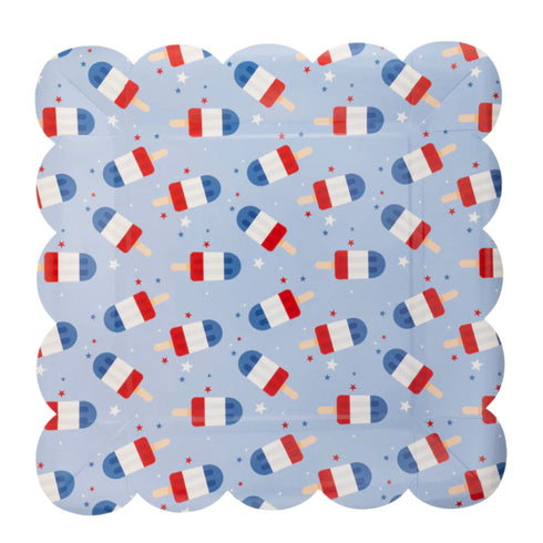 Rocket Popsicle Scalloped Paper Party Plates | Package 10