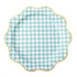 Sage Green Gingham Paper Plates | 11 Inch | Package 8