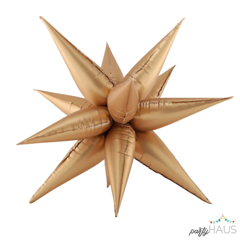 Satin Champagne Starburst Foil Balloon | 27 Inch and 40 Inch | Air Fill Only