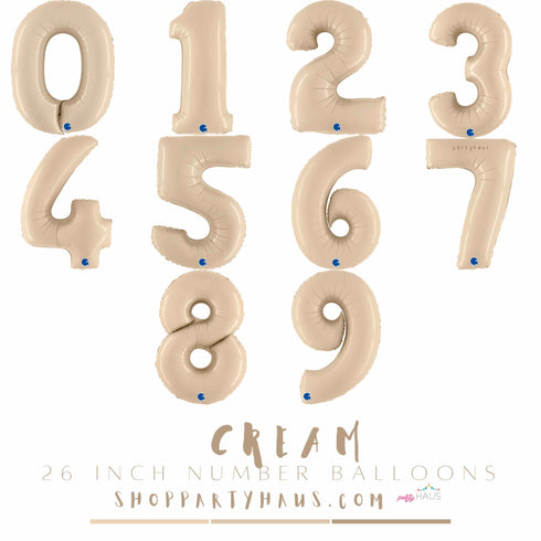 Satin Cream Number 2 Foil Balloons | 26 INCH
