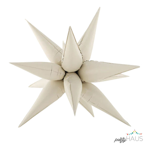 Satin Cream Starburst Foil Balloon | 27 Inch and 40 Inch | Air Fill Only