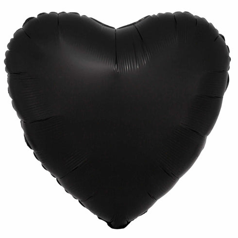 Heart Foil Balloons | Satin Luxe™ Onyx Black | 18 Inch