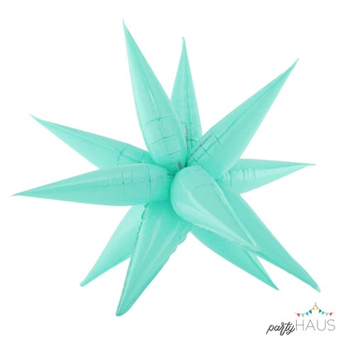 Seafoam Aquamarine Blue Green Starburst Foil Balloons | 27 Inch and 40 Inch | Air Fill Only