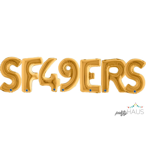 SF 49ers Letter Balloon Banners | Gold | Various Sizes