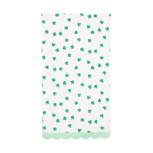 Green Shamrock Clover Paper Napkins | 4.25 x 7.75 Inch | Package 24