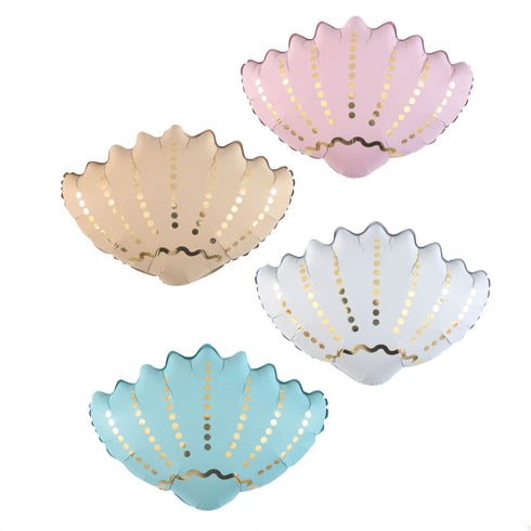 Pastel Matte White Seashell Mylar Balloons | Mermaid Beach Party | 18 Inch