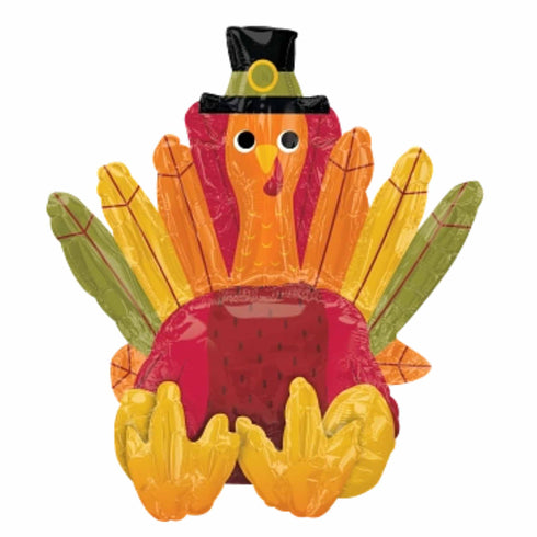 Thanksgiving Sitting Pilgrim Turkey Balloon | 26 Inch