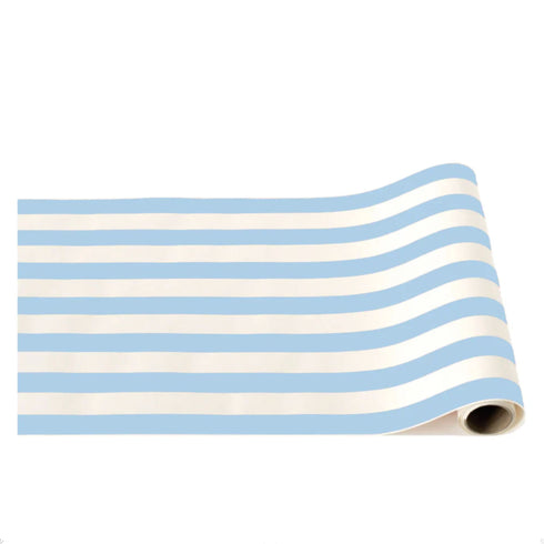 Sky Light Blue Cabana Stripe Paper Table Runner