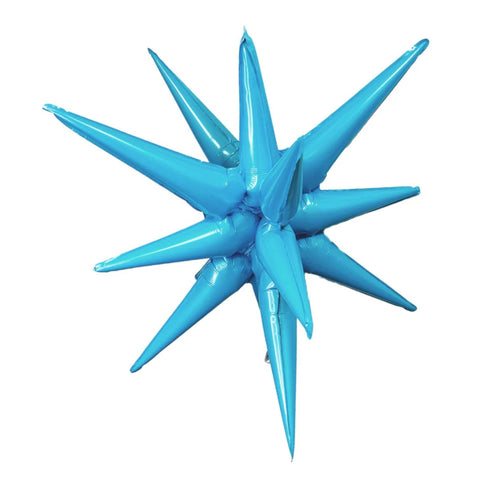 Sky Blue Starburst All In One Foil Balloon | 22 Inch | Air Fill Only