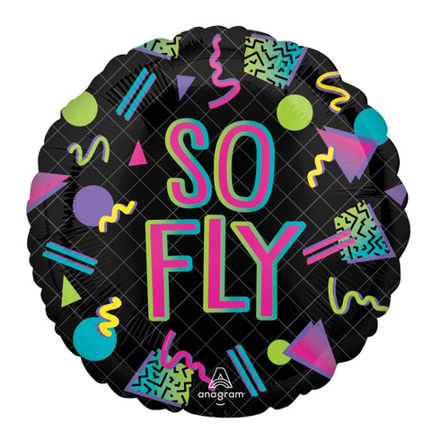 90s So Fly Neon Foil Mylar Balloons | 18 INCH