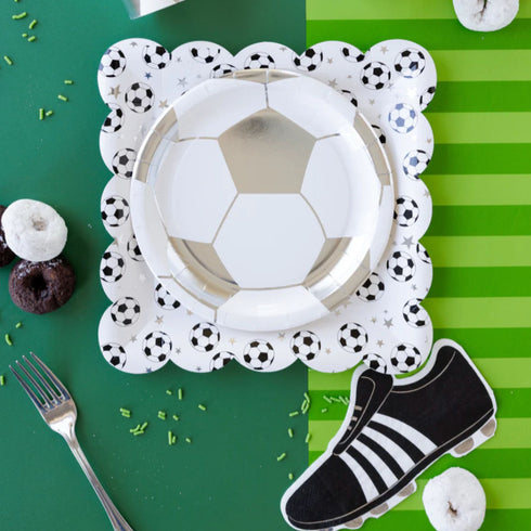 Soccer Ball Square Paper Party Plates | Package 8