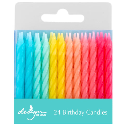 Soft Rainbow Color Twist Birthday Candles | Set of 24