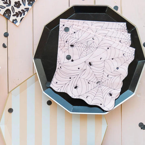 Pink Lacy Spider Web Paper Party Napkins | Halloween | Set 20