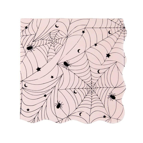 Pink Lacy Spider Web Paper Party Napkins | Halloween | Set 20