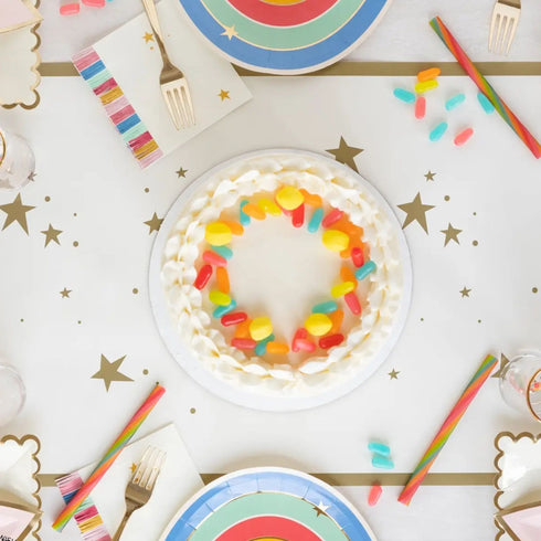 Gold Star Print Paper Table Runner | 16 Inch x 120 Inches