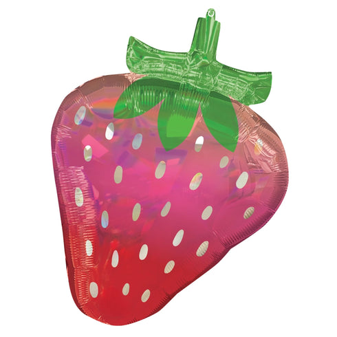 Iridescent Strawberry Foil Mylar Balloons | 27 Inch