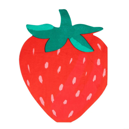 Strawberry Shaped Paper Napkins | Dinner Napkins | Package 24