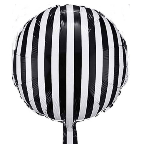 Black & White Stripe Foil Balloon | 18 Inch Round