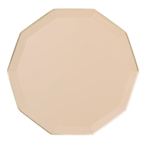 Peach Blush Paper Plates | Gold Trim | 10.75 Inch | Package 8
