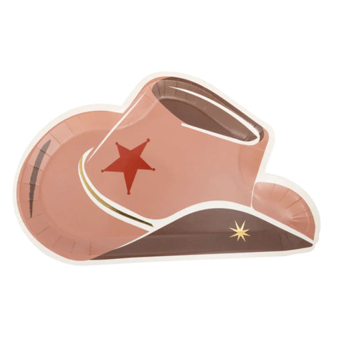 Tan Cowboy Hat Paper Party Plates | Package 8