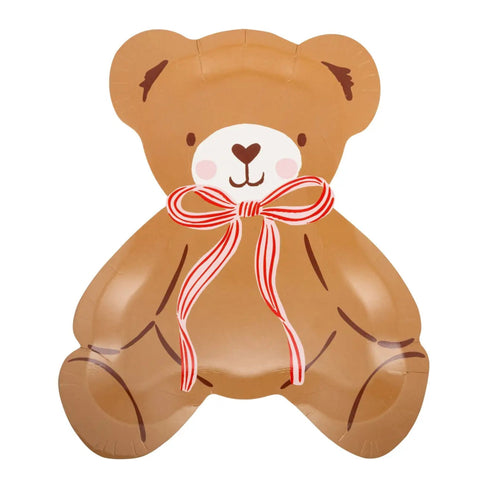 Teddy Bear Bows Paper Plates | 10 Inch | Package 8